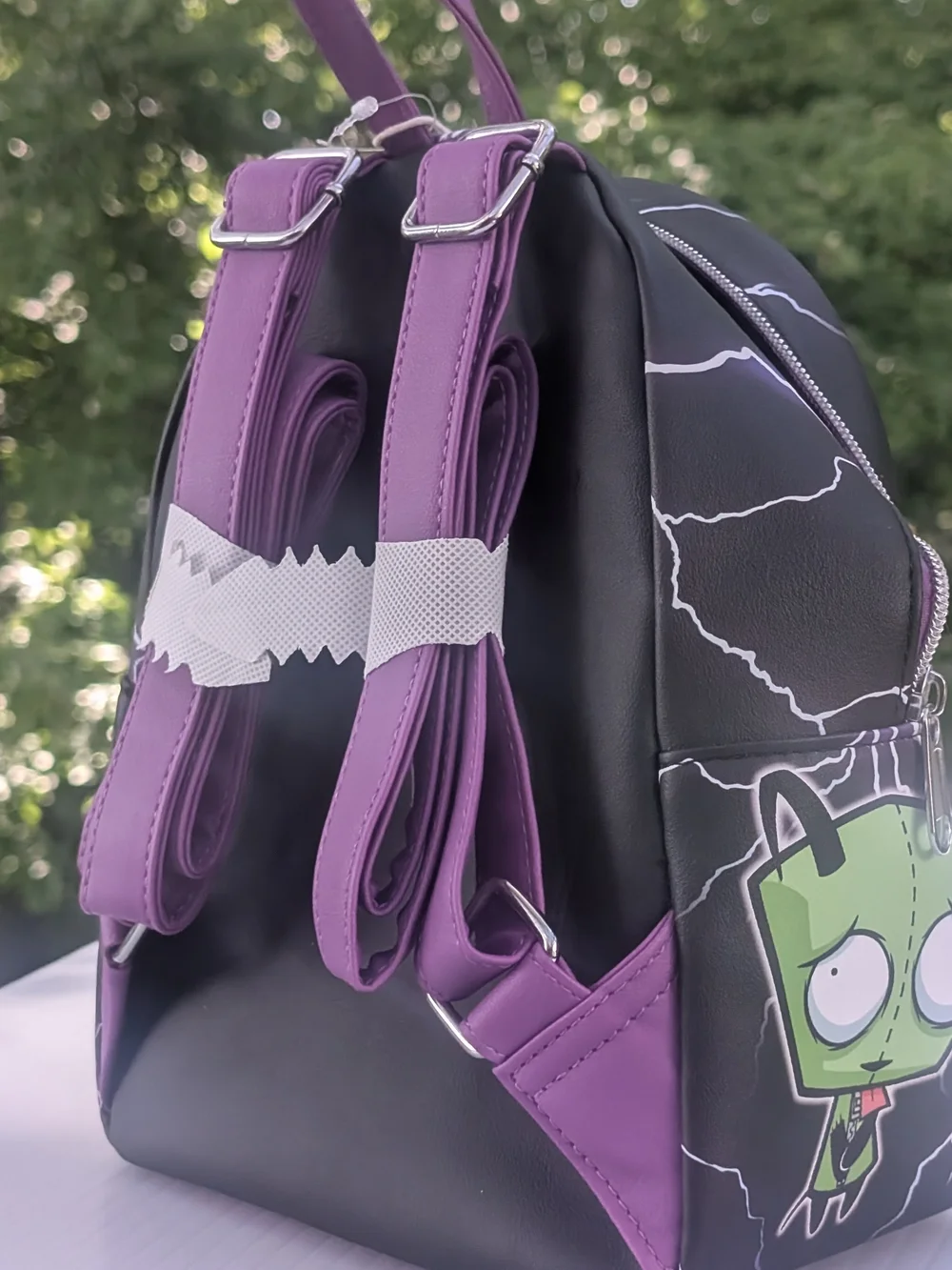 Loungefly Invader Zim Green Character Lightning Mini Backpack - Black & Purple